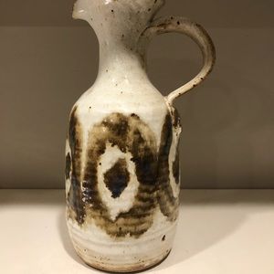 Vintage art pottery carafe pitcher signed